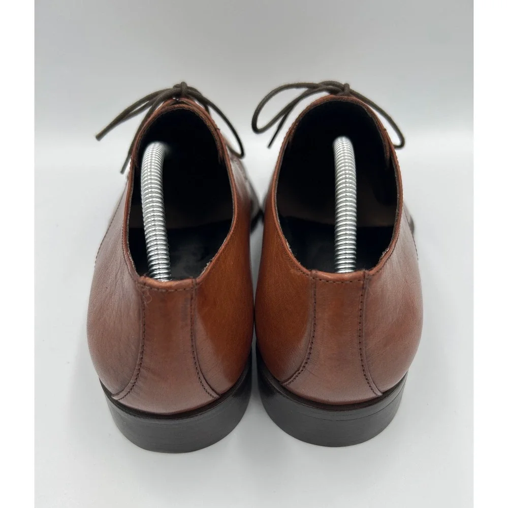SOULIER Mens Cognac Brown Leather‎ Cap Toe Brogue Derby Shoes Size 43